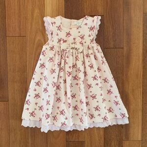 Toddler Girls Pink Floral Eyelet Lace Sleeveless Cotton Dress 2T
